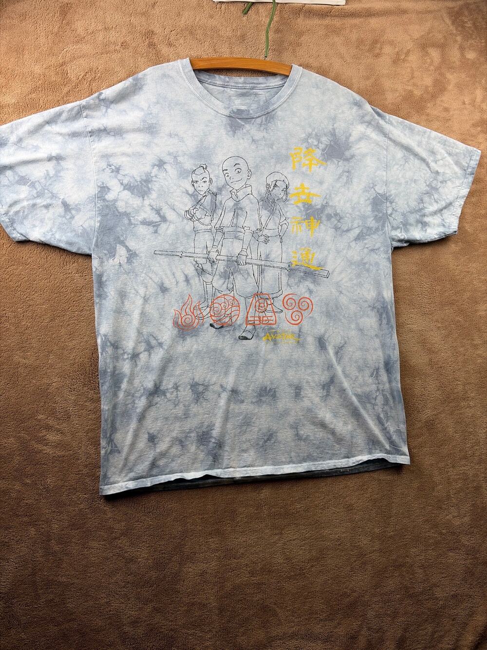 Avatar The Last Airbender Trio Outline Elements Symbols Tie Dye Shirt XL